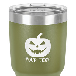 Halloween Pumpkin 30 oz Stainless Steel Tumbler - Olive - Double-Sided (Personalized)