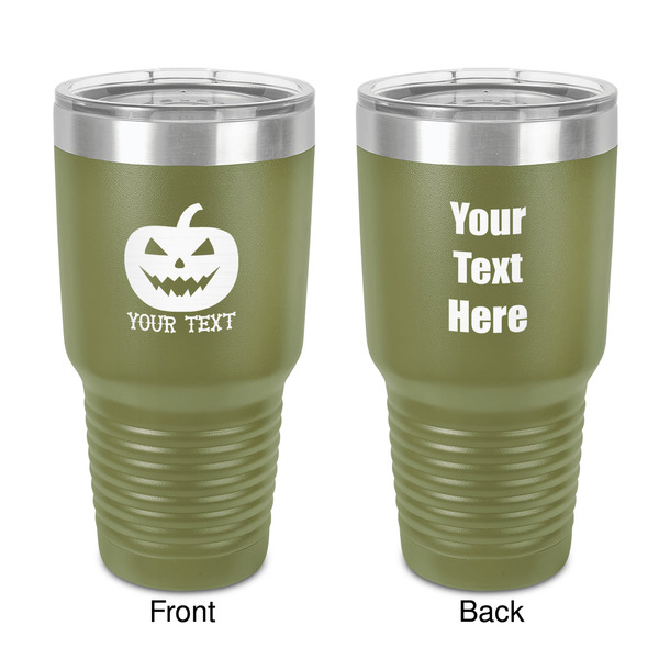Custom Halloween Pumpkin 30 oz Stainless Steel Tumbler - Olive - Double-Sided (Personalized)