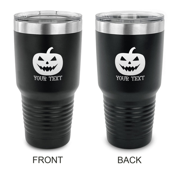 Custom Halloween Pumpkin 30 oz Stainless Steel Tumbler - Black - Double Sided (Personalized)