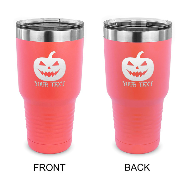 Custom Halloween Pumpkin 30 oz Stainless Steel Tumbler - Coral - Double Sided (Personalized)