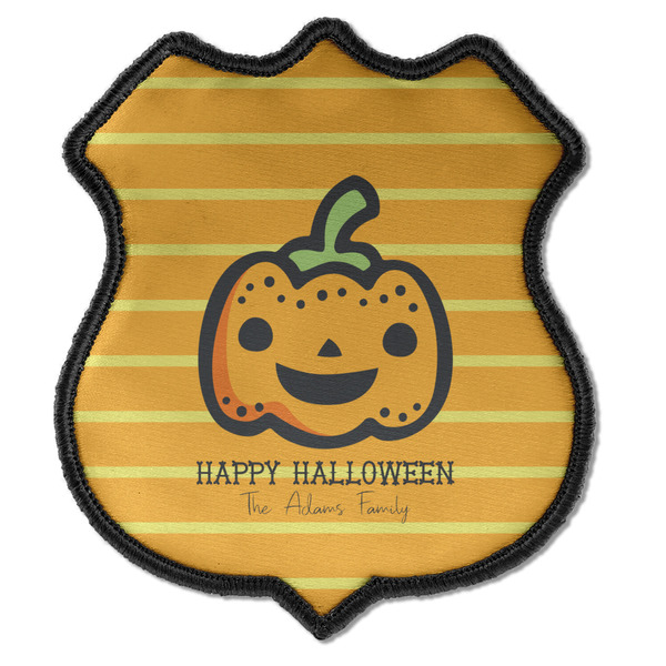 Custom Halloween Pumpkin Iron On Shield Patch C w/ Name or Text
