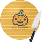 Halloween Pumpkin Round Glass Cutting Board - Small (Personalized)