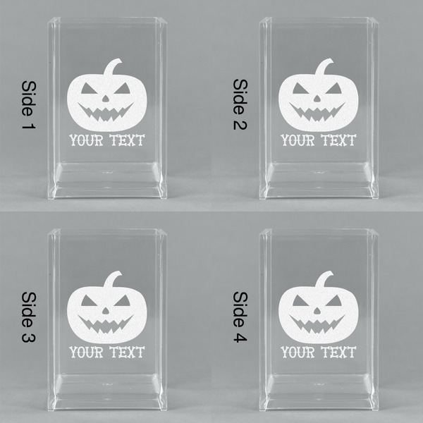 Halloween Pumpkin Acrylic Pen Holder - All Sides