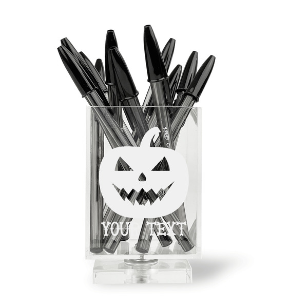 Halloween Pumpkin Acrylic Pencil Holder - FRONT
