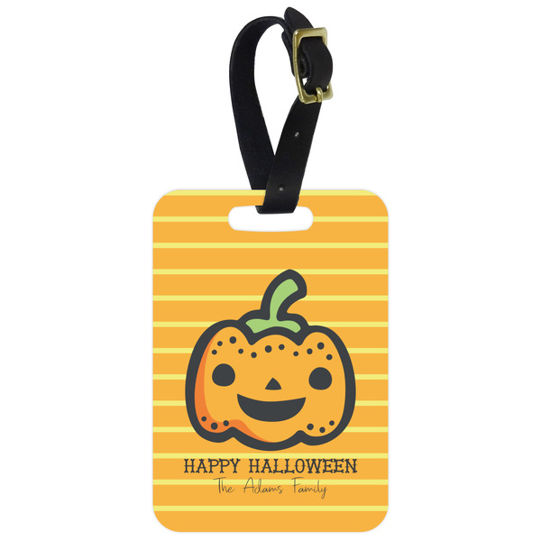 Custom Halloween Pumpkin Metal Luggage Tag w/ Name or Text
