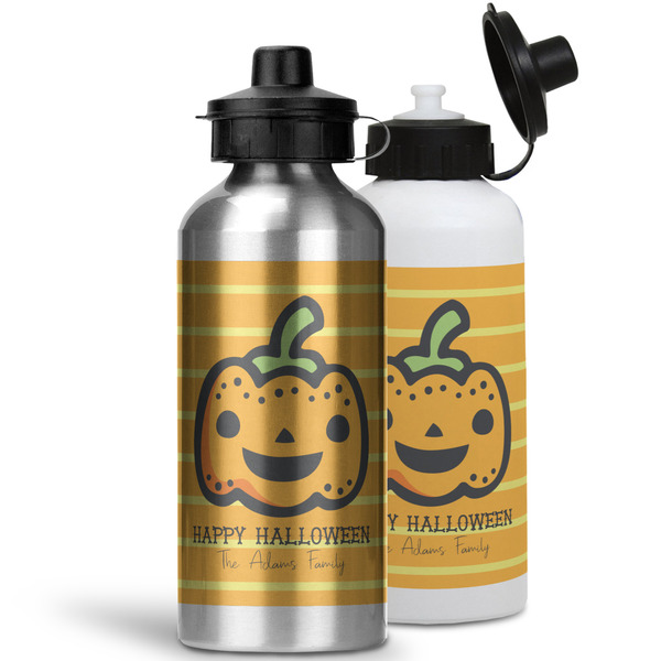 Halloween Pumpkin Aluminum Water Bottles - MAIN (white &silver)