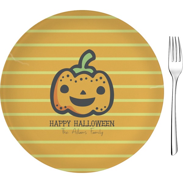 Custom Halloween Pumpkin Glass Appetizer / Dessert Plate 8" (Personalized)