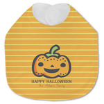 Halloween Pumpkin Jersey Knit Baby Bib w/ Name or Text