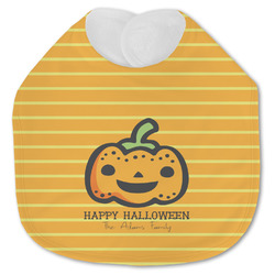 Halloween Pumpkin Jersey Knit Baby Bib w/ Name or Text