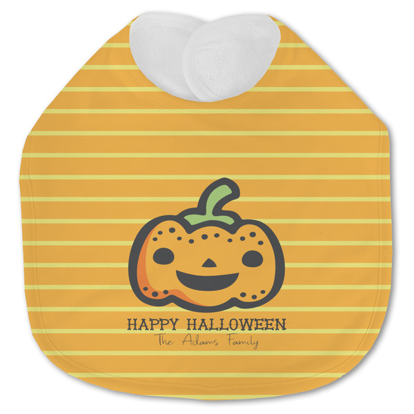 Custom Halloween Pumpkin Jersey Knit Baby Bib w/ Name or Text