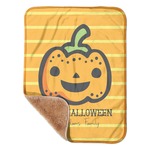 Halloween Pumpkin Sherpa Baby Blanket - 30" x 40" w/ Name or Text