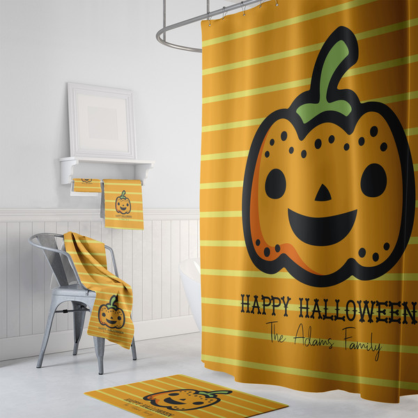 Halloween Pumpkin Bath Towel Sets - 3-piece - In Context