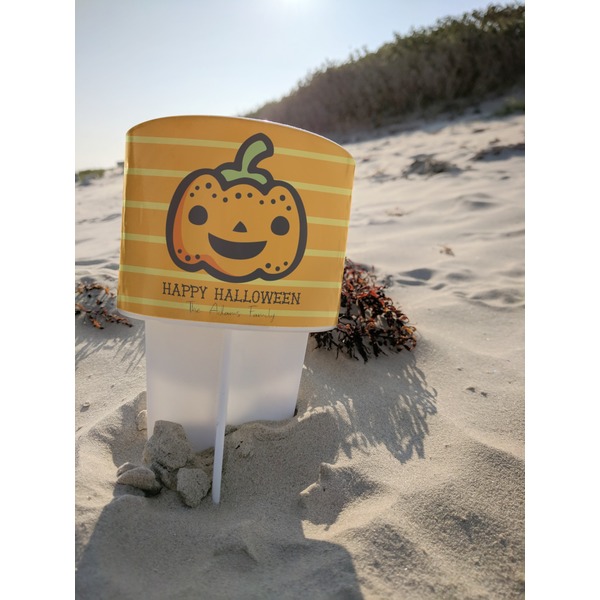 Halloween Pumpkin Beach Spiker white on beach with sand