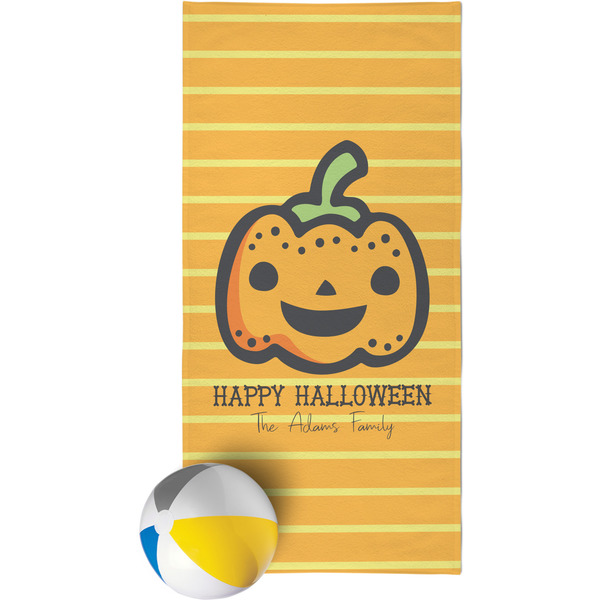 Custom Halloween Pumpkin Beach Towel (Personalized)