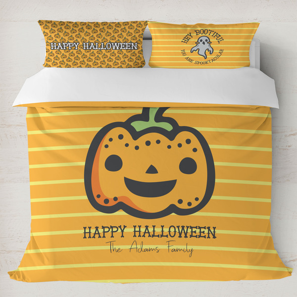 Custom Halloween Pumpkin Duvet Cover Set - King (Personalized)