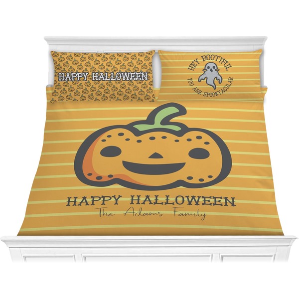 Custom Halloween Pumpkin Comforter Set - King (Personalized)