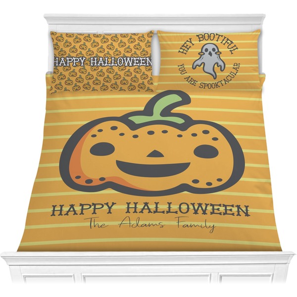 Custom Halloween Pumpkin Comforter Set - Full / Queen (Personalized)