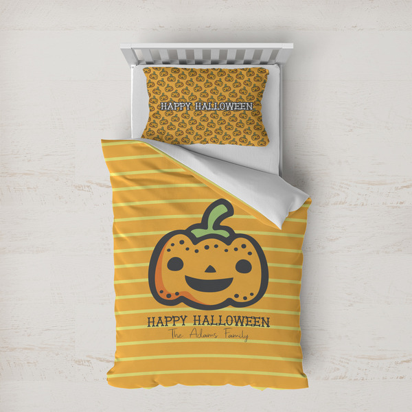 Custom Halloween Pumpkin Duvet Cover Set - Twin XL (Personalized)
