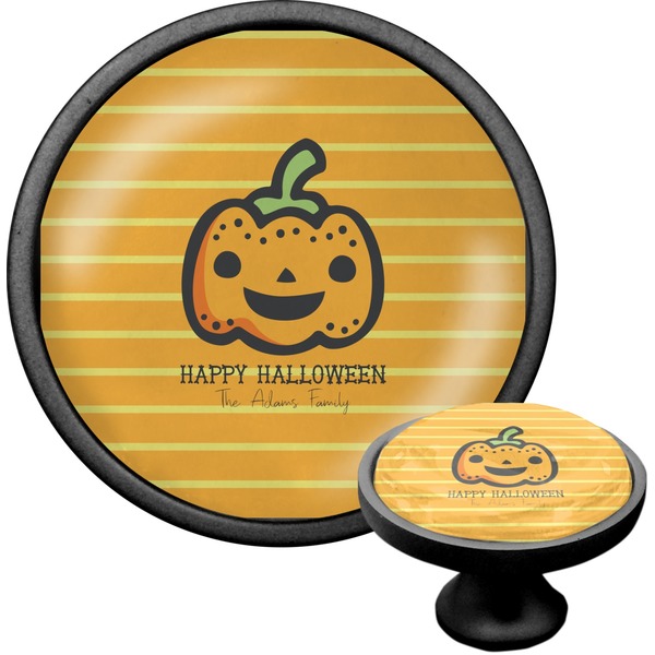 Custom Halloween Pumpkin Cabinet Knob (Black) (Personalized)