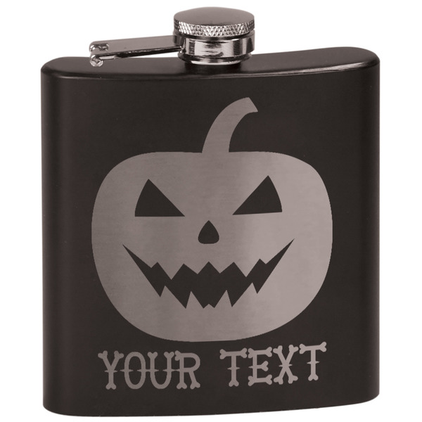 Custom Halloween Pumpkin Black Flask Set (Personalized)