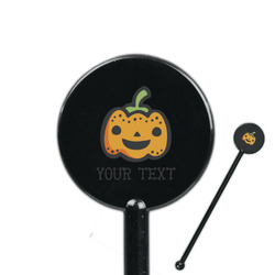 Halloween Pumpkin 5.5" Round Plastic Stir Sticks - Black - Single Sided (Personalized)