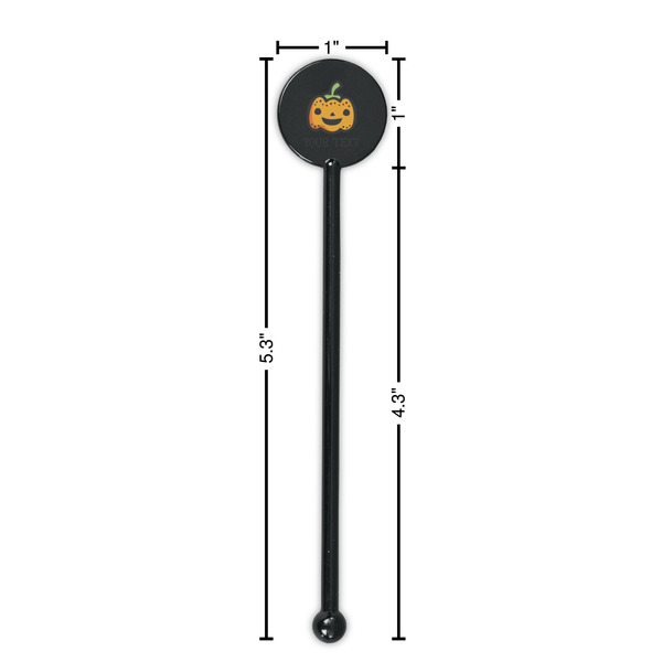 Halloween Pumpkin Black Plastic 5.5" Stir Stick - Round - Dimensions