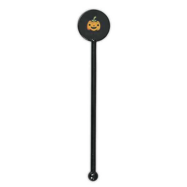 Halloween Pumpkin Black Plastic 5.5" Stir Stick - Round - Single Stick