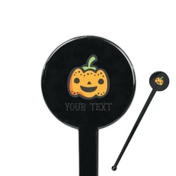 Halloween Pumpkin 7" Round Plastic Stir Sticks - Black - Single Sided (Personalized)