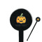 Halloween Pumpkin 7" Round Plastic Stir Sticks - Black - Single Sided (Personalized)