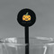 Halloween Pumpkin Black Plastic 7" Stir Stick - Round - Main