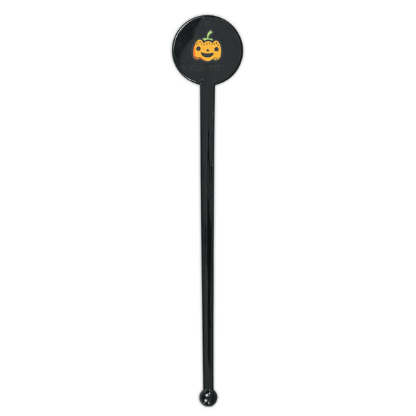 Halloween Pumpkin Black Plastic 7" Stir Stick - Round - Single Stick