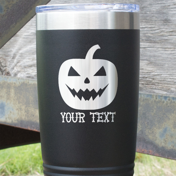 Halloween Pumpkin Black Polar Camel Tumbler - 20oz - Close Up