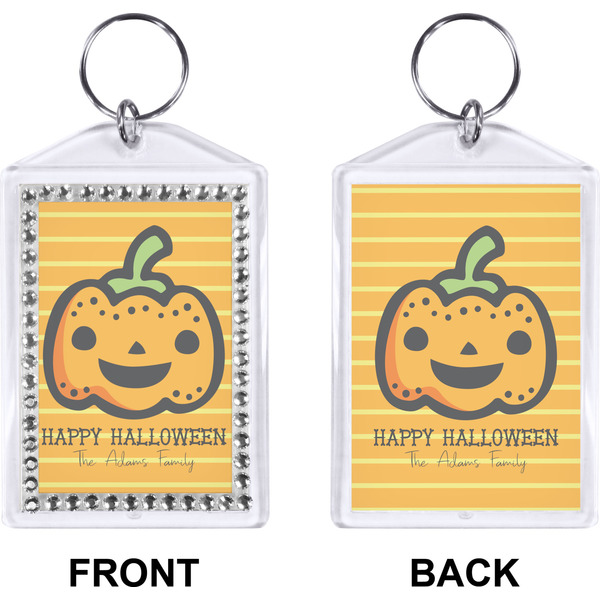 Halloween Pumpkin Bling Keychain (Front + Back)