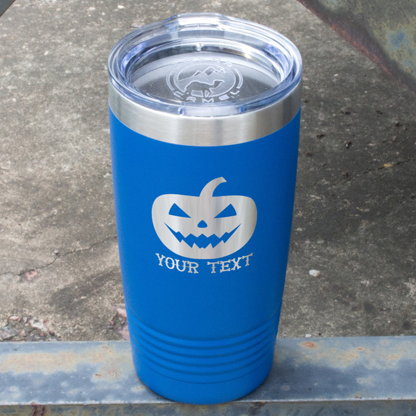 Halloween Pumpkin Blue Polar Camel Tumbler - 20oz - Angled