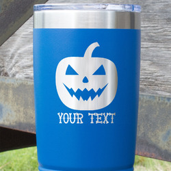 Halloween Pumpkin 20 oz Stainless Steel Tumbler - Royal Blue - Single Sided (Personalized)