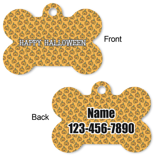 Halloween Pumpkin Bone Shaped Dog ID Tag - Large - Approval