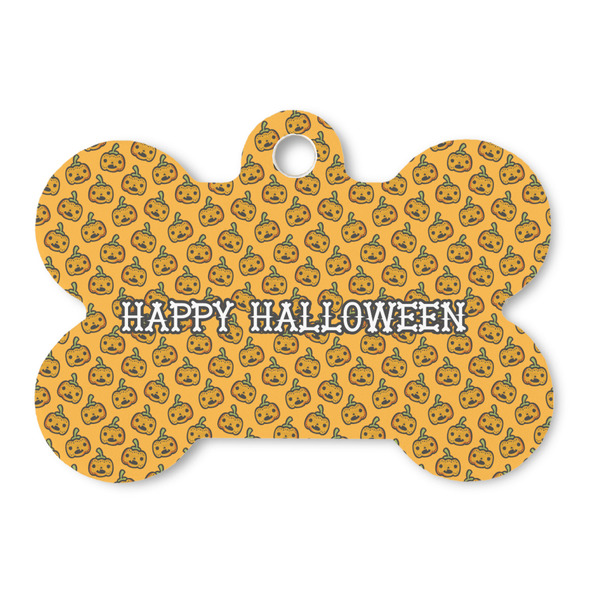 Custom Halloween Pumpkin Bone Shaped Dog ID Tag - Large (Personalized)