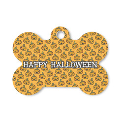 Halloween Pumpkin Bone Shaped Dog ID Tag - Small (Personalized)