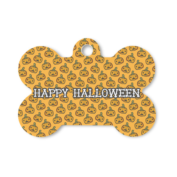 Custom Halloween Pumpkin Bone Shaped Dog ID Tag - Small (Personalized)