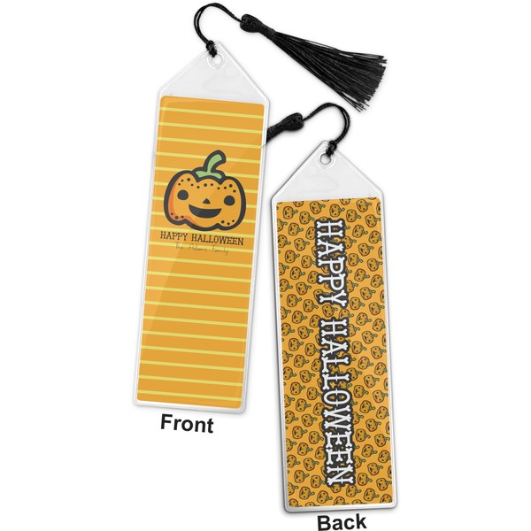 Halloween Pumpkin Bookmark with tassel - Front and Back