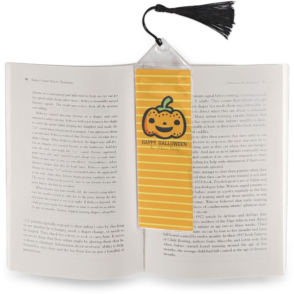 Halloween Pumpkin Bookmark with tassel - In book