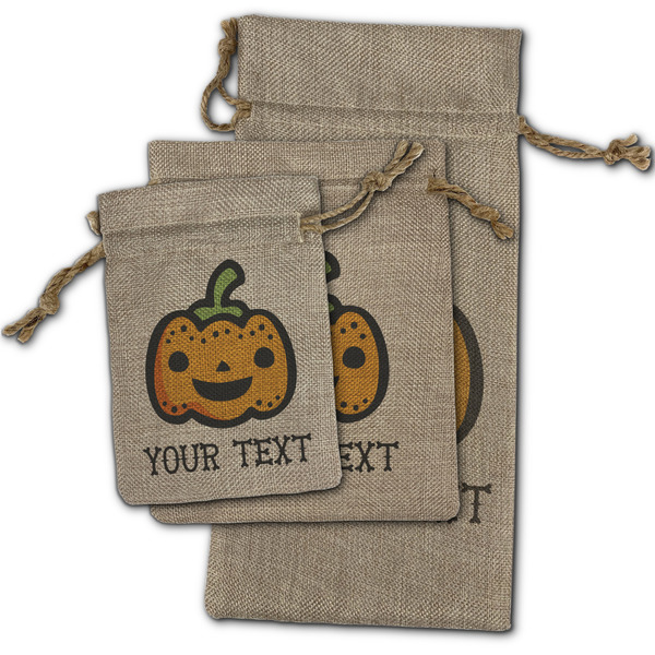 Halloween Pumpkin Burlap Gift Bags - (PARENT MAIN) All Three