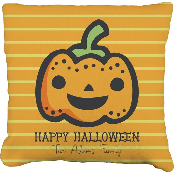 Custom Halloween Pumpkin Faux-Linen Throw Pillow 16" (Personalized)