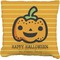 Halloween Pumpkin Faux-Linen Throw Pillow 16" (Personalized)