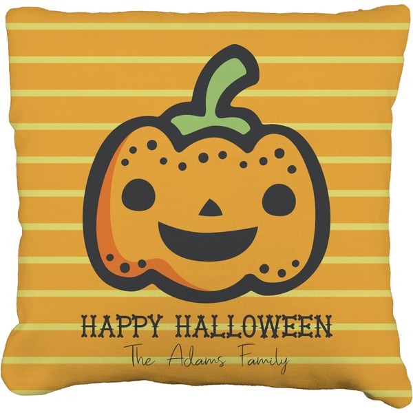 Custom Halloween Pumpkin Faux-Linen Throw Pillow 18" (Personalized)
