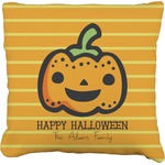 Halloween Pumpkin Faux-Linen Throw Pillow 20" (Personalized)