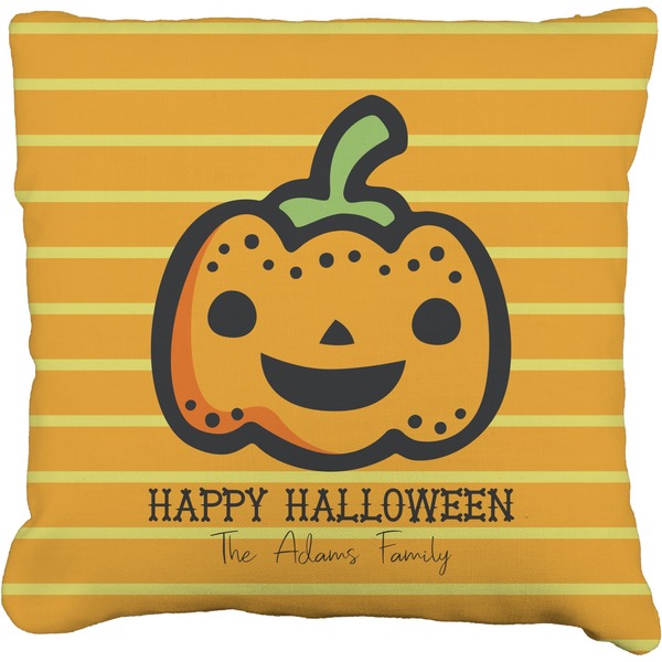 Custom Halloween Pumpkin Faux-Linen Throw Pillow 20" (Personalized)