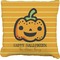 Halloween Pumpkin Faux-Linen Throw Pillow 20" (Personalized)