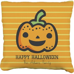 Halloween Pumpkin Faux-Linen Throw Pillow 26" (Personalized)