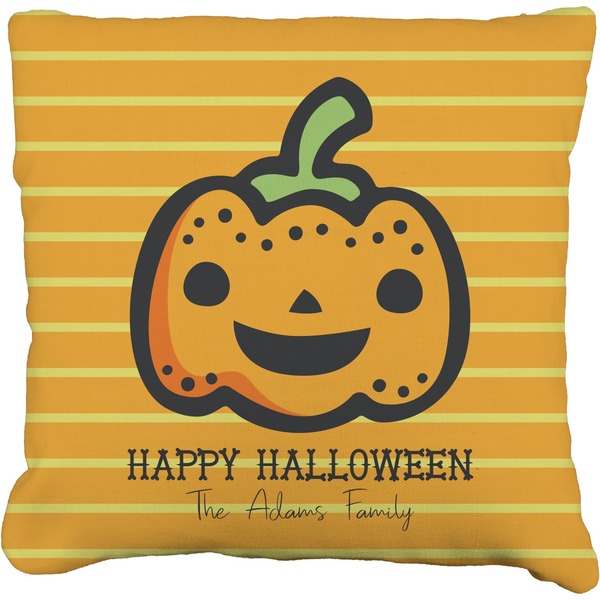 Custom Halloween Pumpkin Faux-Linen Throw Pillow 26" (Personalized)